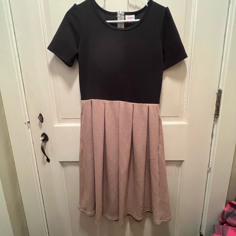 Lularoe Amelia Dress Black & Tan - L